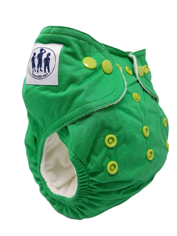 Three Little Imps Bamboo Range Colour Cloth Nappy (inc 2 inserts) - Dark Green Three Little Imps