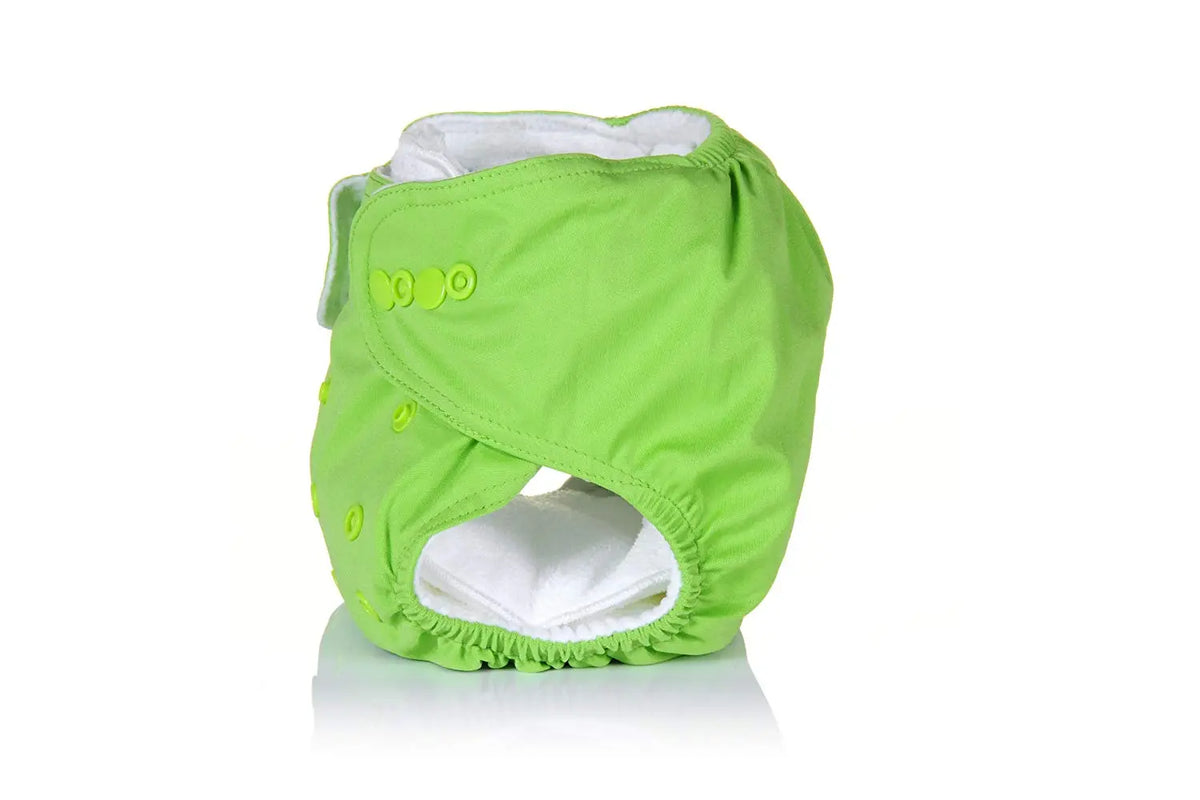 Three Little Imps Premium Range Colour Cloth Nappy ( inc 2 inserts) - Green Three Little Imps