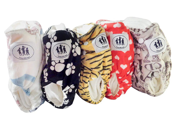 Three Little Imps Minky Patterned Cloth Nappies (inc inserts)-Set of 5 for girls Three Little Imps