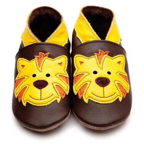 Inch Blue Tiger Soft Leather Shoes in Brown and Yellow 0-6m Inch Blue