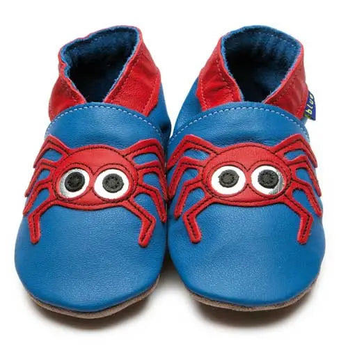 Inch Blue Spider Soft Leather Shoes in Blue and Red 18-24m Inch Blue