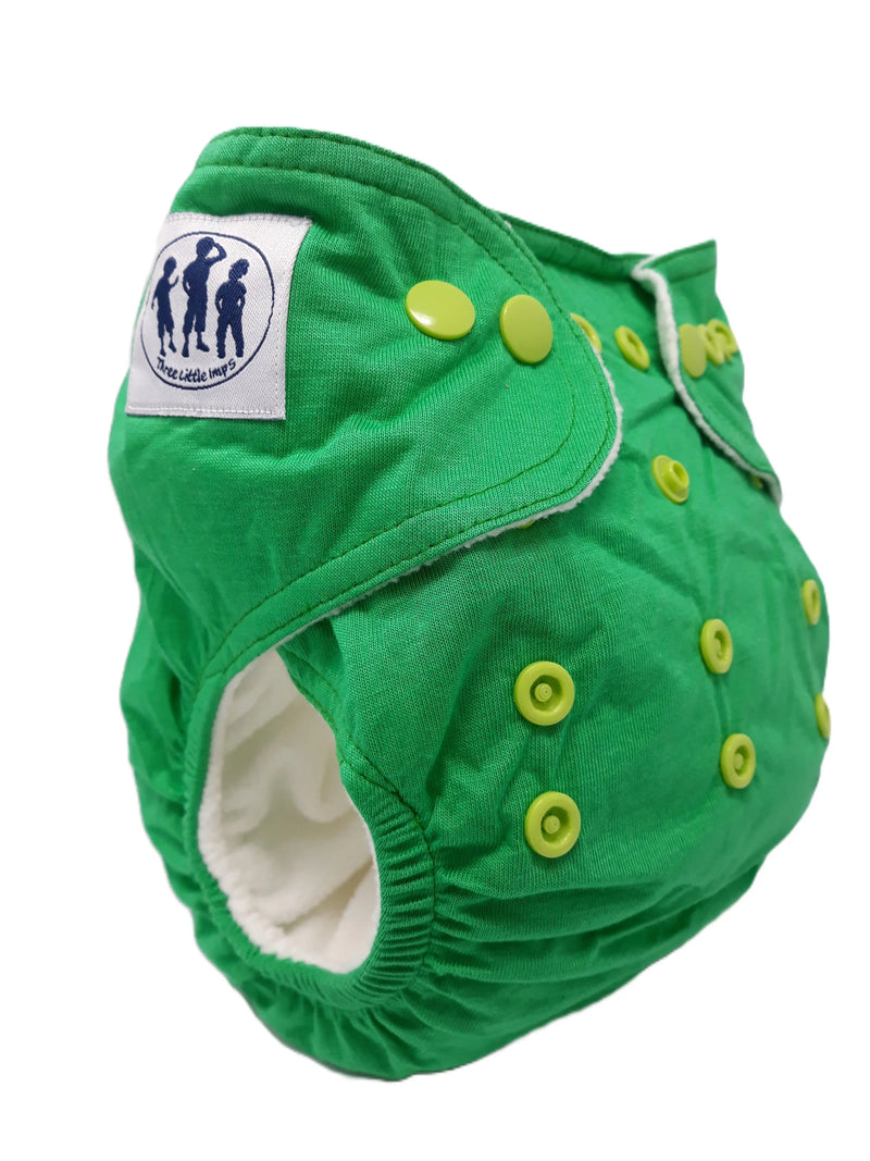 Three Little Imps Bamboo Range Colour Cloth Nappy (inc 2 inserts) - Dark Green Three Little Imps