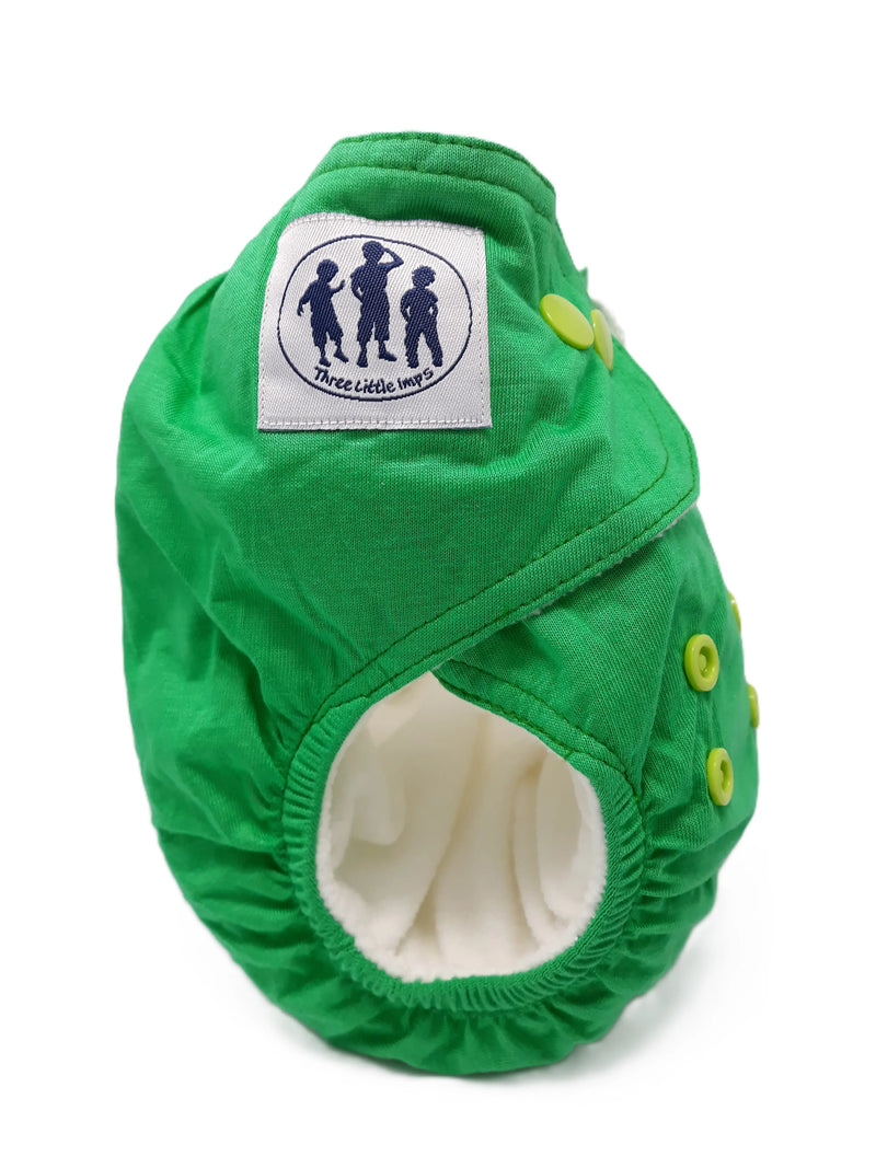 Three Little Imps Bamboo Range Colour Cloth Nappy (inc 2 inserts) - Dark Green Three Little Imps