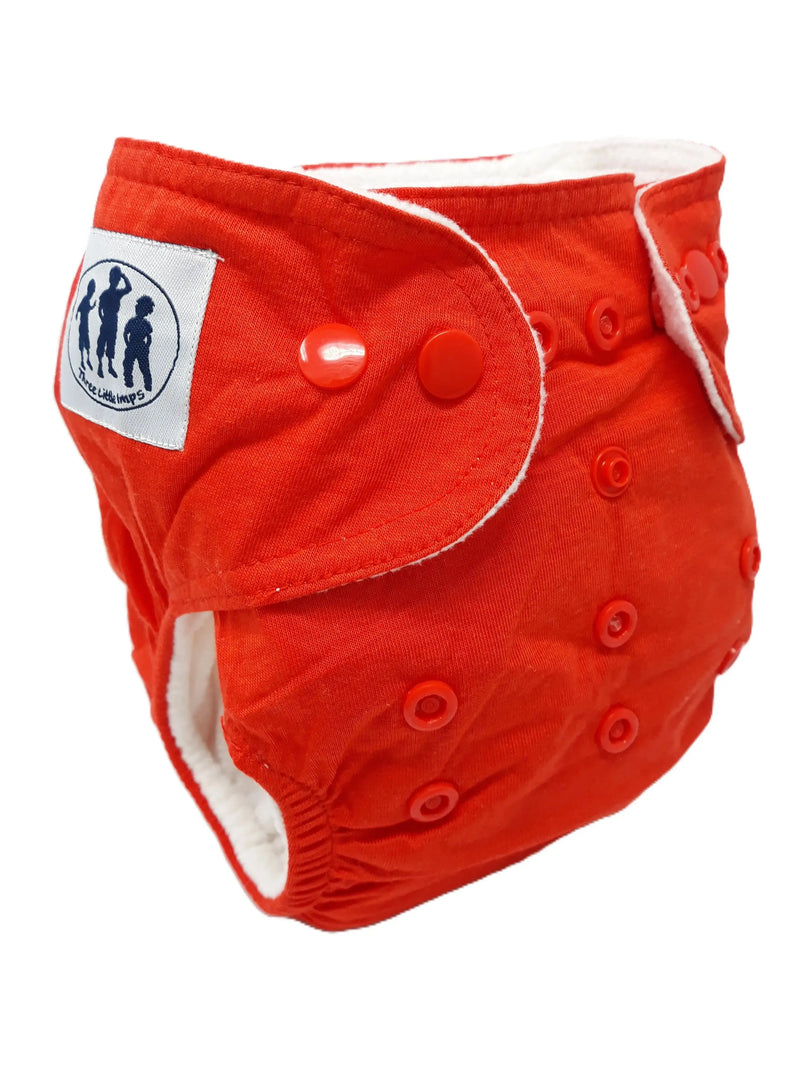 Three Little Imps Bamboo Range Colour Cloth Nappy (inc 2 inserts) - Red Three Little Imps