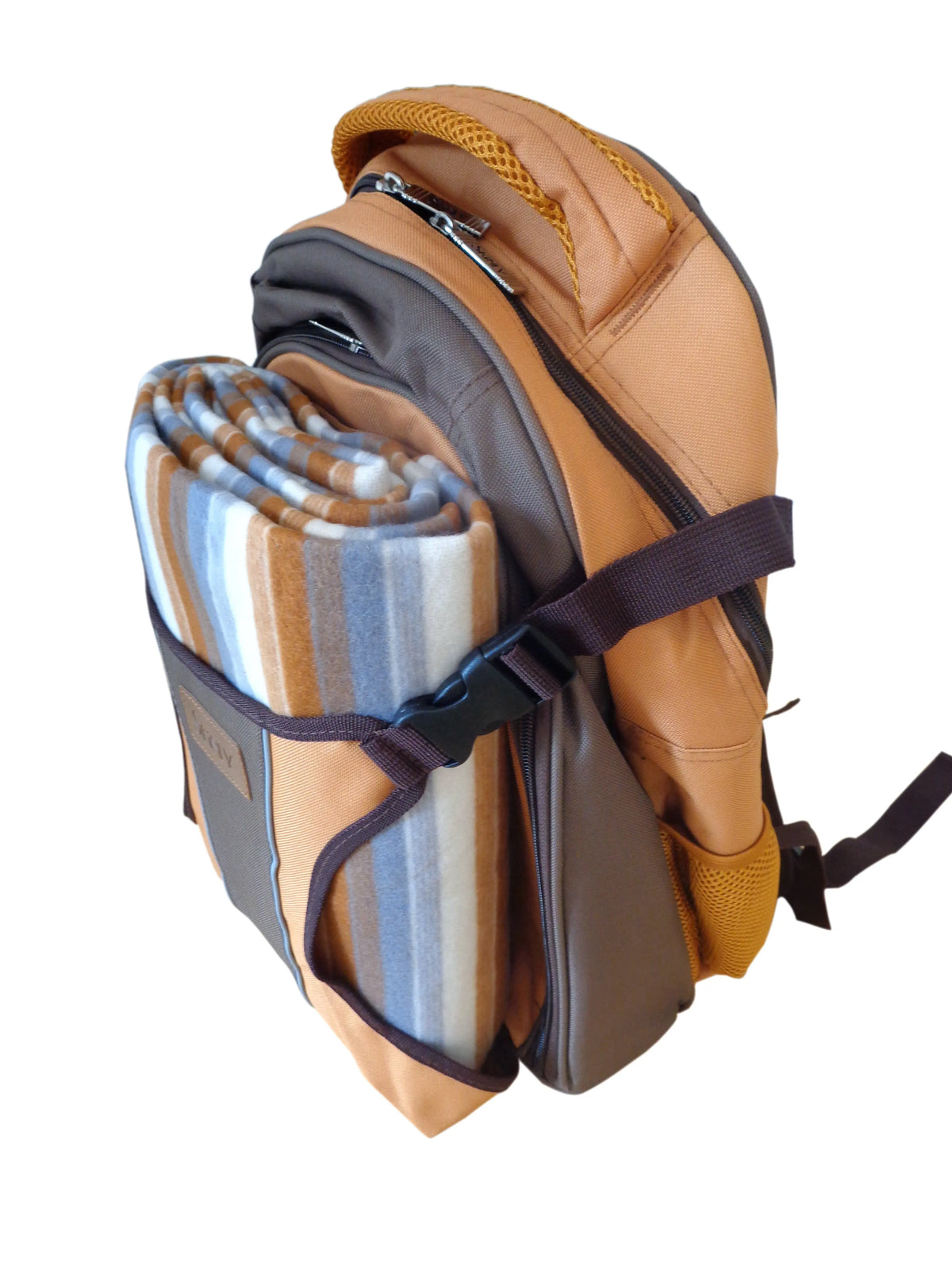 Skinly Tough Brown Baby Change Picnic Backpack with ground blanket Skinly