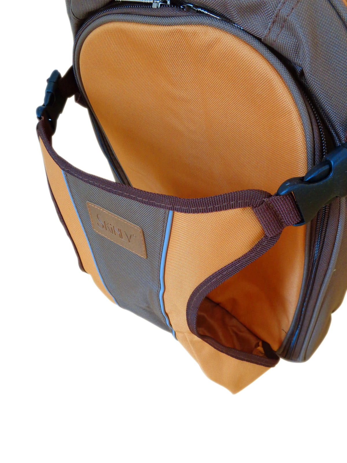 Skinly Tough Brown Baby Change Picnic Backpack with ground blanket Skinly