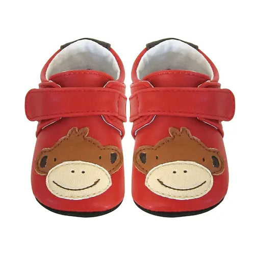 Jack & Lily Early Starter Leather Shoes Monkey Red 6-12m MyMocs