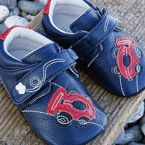 Jack & Lily Early Starter Leather Shoes Racecar Navy 0-6m MyMocs