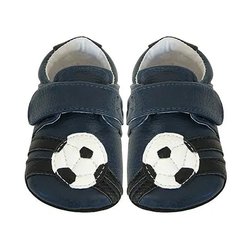Jack & Lily Early Starter Leather Shoes Football Navy 0-6m MyMocs