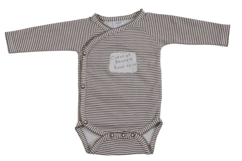 Bisous de Tombouctou - Organic Cotton Body Suit Kimono style long sleeved (3m) Baby on Board