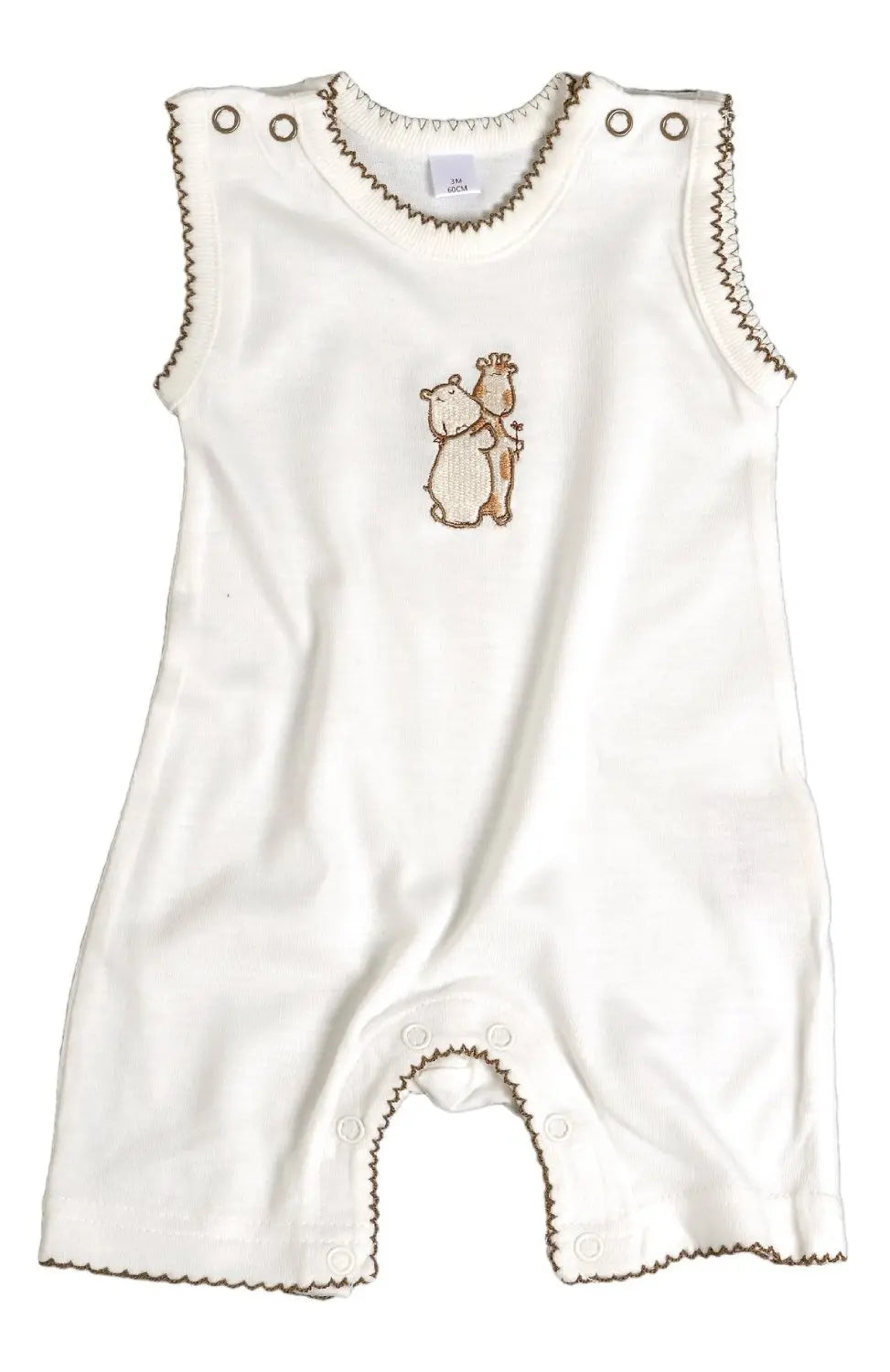 Valentin et Marguerite - Organic Bamboo viscose sleeveless All in One shorty (0-1m) Baby on Board