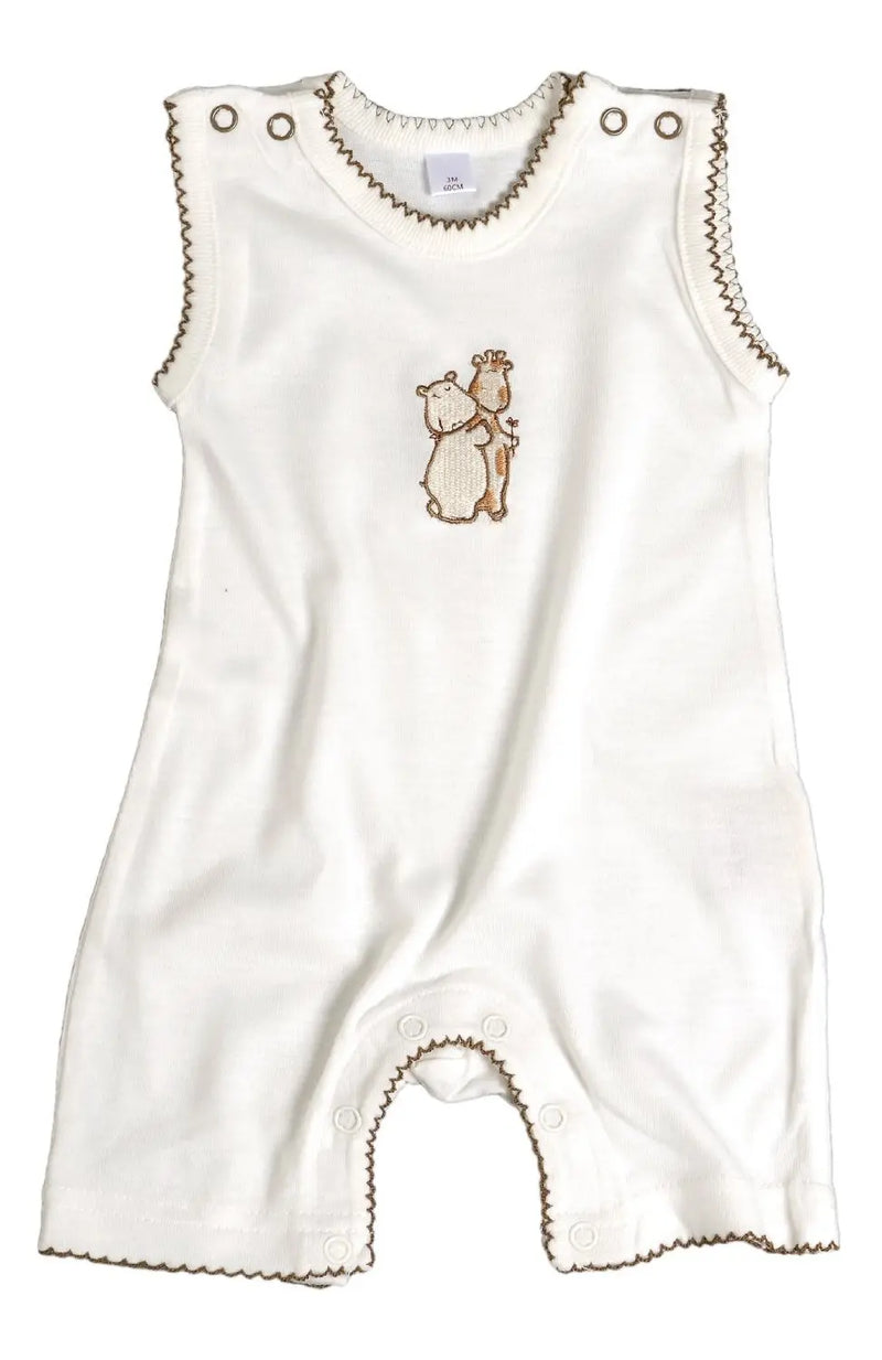 Valentin et Marguerite - Organic Bamboo viscose sleeveless All in One shorty (0-1m) Baby on Board