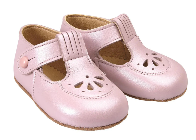 Early Days Real Leather Pink Pearl Girls First Shoes Made in UK - Robin Range Size 0 / 16 Early Days