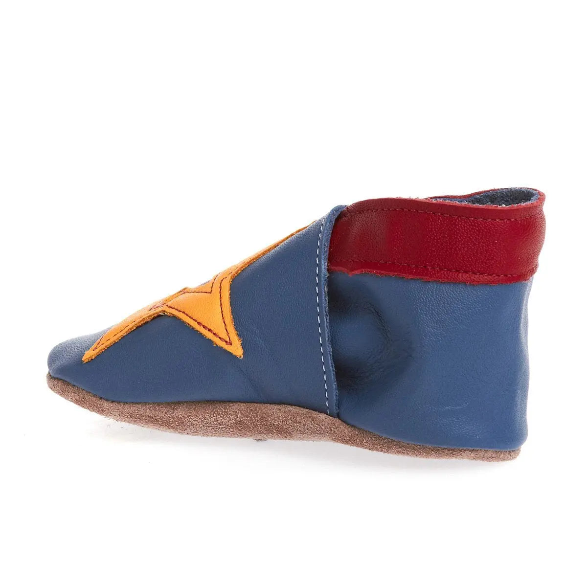 Inch Blue Pow Soft Leather Shoes in Blue and Yellow 0-6m Inch Blue