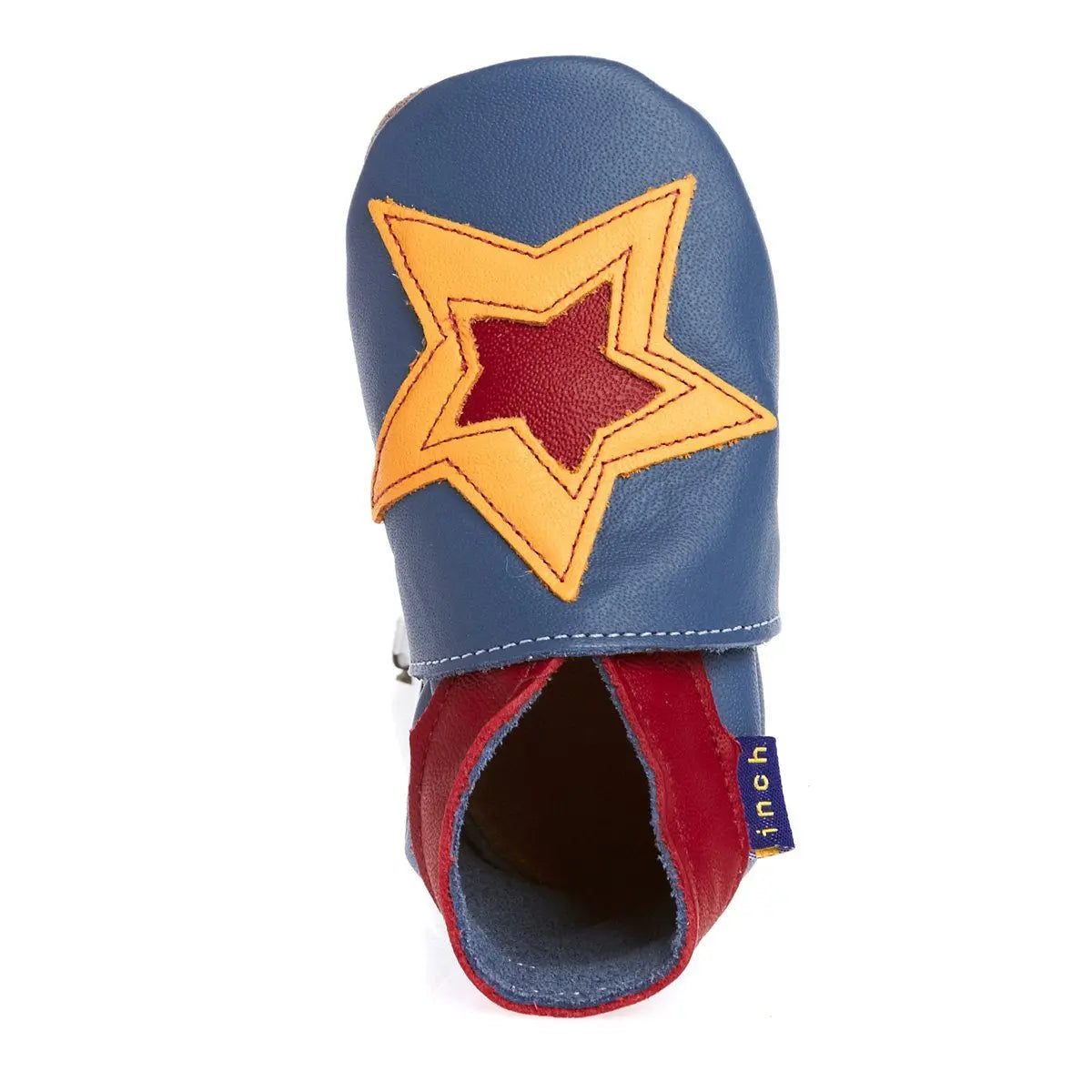 Inch Blue Pow Soft Leather Shoes in Blue and Yellow 0-6m Inch Blue