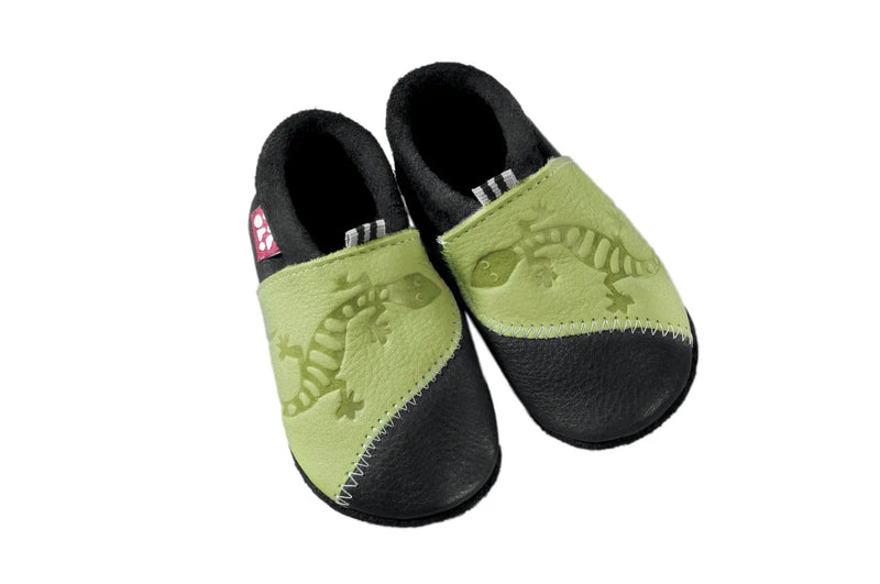 Pololo 100% Eco Leather first steps baby shoes Made in the EU - Gecko in Enzian Pistachio EU Size 22 / 23 Pololo