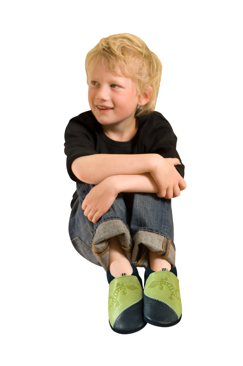 Pololo 100% Eco Leather first steps baby shoes Made in the EU - Gecko in Enzian Pistachio EU Size 22 / 23 Pololo
