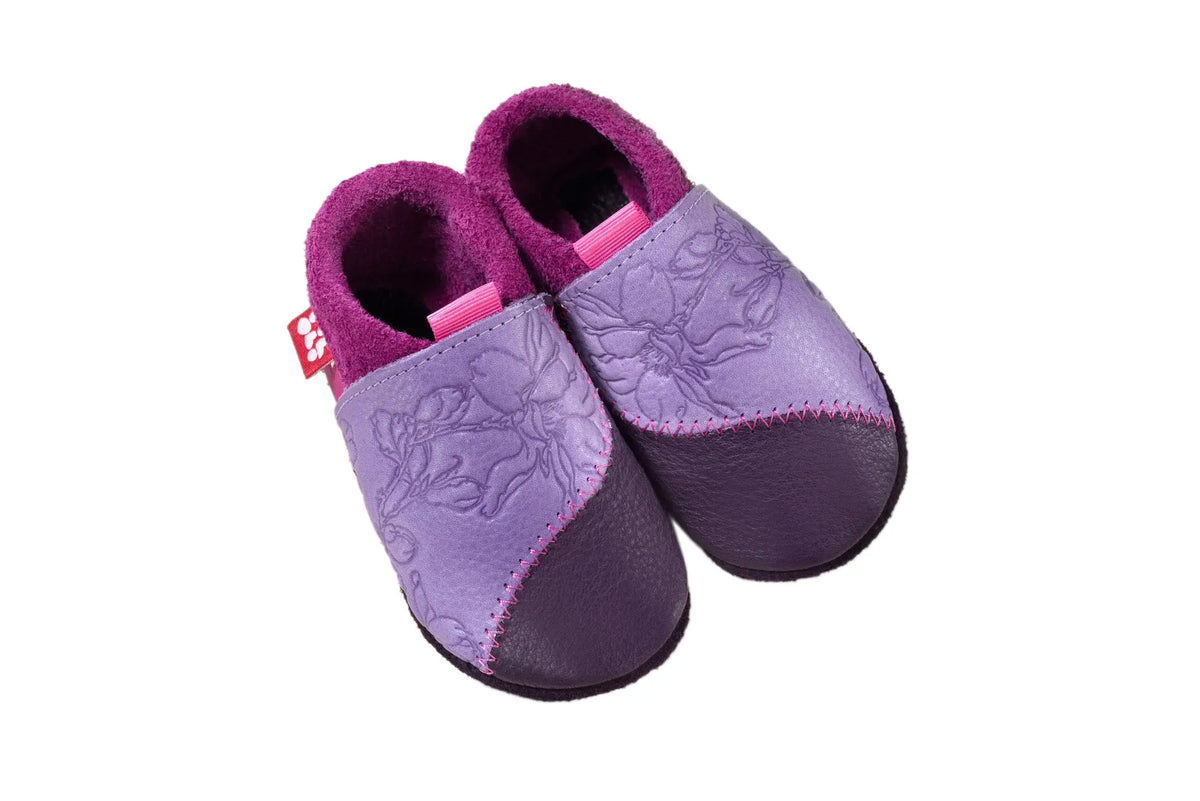 Pololo 100% Eco Leather first steps baby shoes Made in the EU - Rosalie in Aubergine Purple EU Size 18 / 19 Pololo