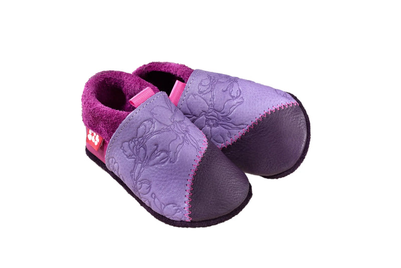 Pololo 100% Eco Leather first steps baby shoes Made in the EU - Rosalie in Aubergine Purple EU Size 18 / 19 Pololo