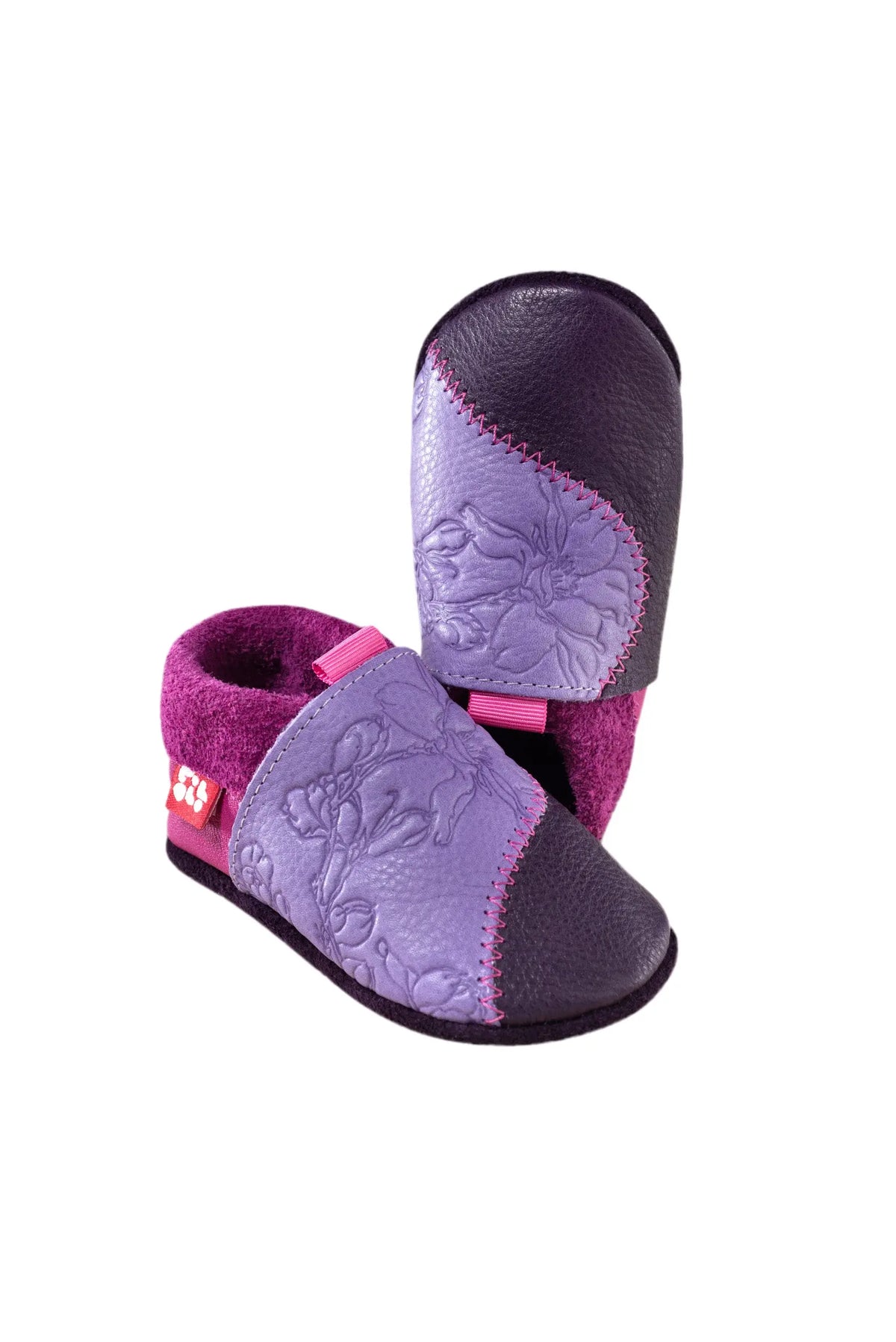 Pololo 100% Eco Leather first steps baby shoes Made in the EU - Rosalie in Aubergine Purple EU Size 18 / 19 Pololo