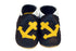 Three Little Imps Handmade Soft Leather Toddler Shoes - Salty Yellow Sea Anchor on Navy Blue