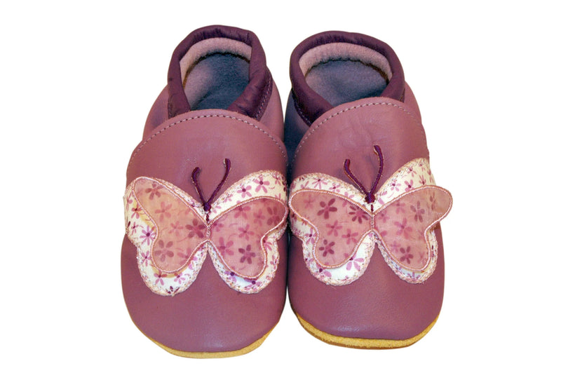 Three Little Imps Handmade Soft Leather Toddler Shoes - Beautiful Lilac Butterfly Three Little Imps