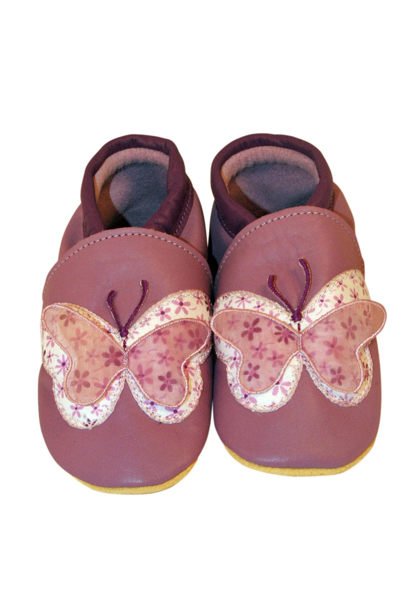 Three Little Imps Handmade Soft Leather Toddler Shoes - Beautiful Lilac Butterfly Three Little Imps