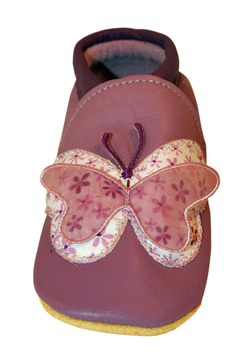Three Little Imps Handmade Soft Leather Toddler Shoes - Beautiful Lilac Butterfly Three Little Imps