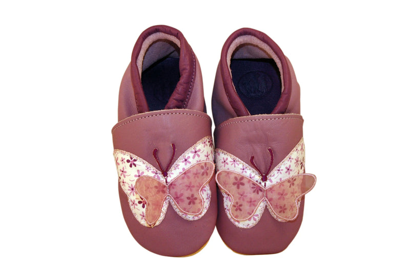 Three Little Imps Handmade Soft Leather Toddler Shoes - Beautiful Lilac Butterfly Three Little Imps