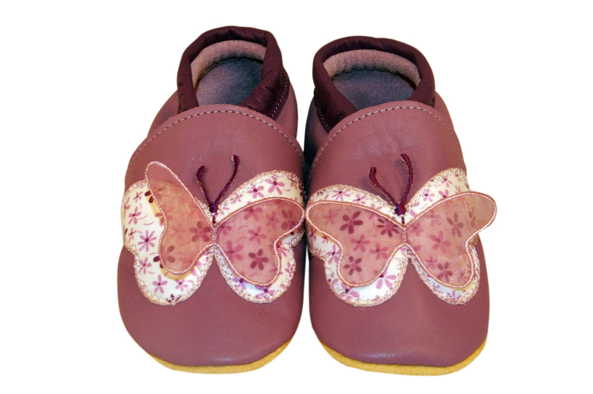 Three Little Imps Handmade Soft Leather Toddler Shoes - Beautiful Lilac Butterfly Three Little Imps