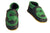 Chaussures pour bébé en cuir souple faites main Three Little Imps - Dinosaure vert sur bleu marine