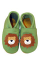 Three Little Imps Handmade Soft Leather Toddler Shoes - Roaring Lion on Pale Green