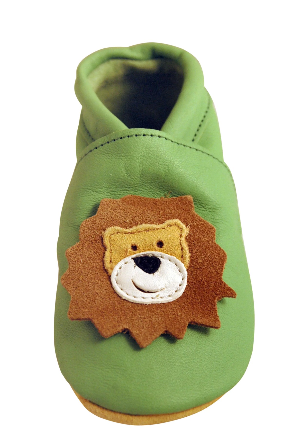 Three Little Imps Handmade Soft Leather Toddler Shoes - Roaring Lion on Pale Green Three Little Imps
