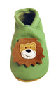 Three Little Imps Handmade Soft Leather Toddler Shoes - Roaring Lion on Pale Green