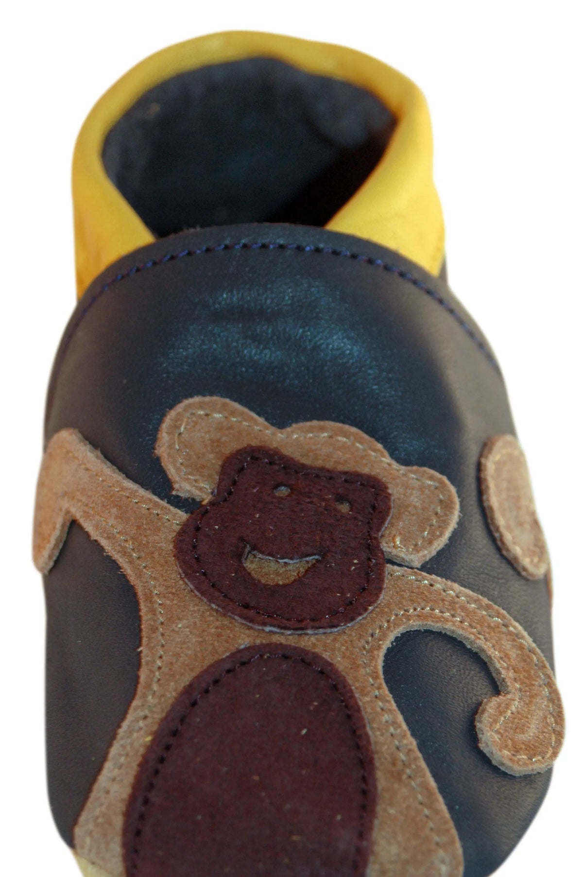 Three Little Imps Handmade Soft Leather Toddler Shoes - Cheeky Monkey on Navy Blue Three Little Imps