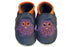 Three Little Imps Handmade Soft Leather Toddler Shoes - Wise Purple Owl on Navy Blue