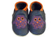 Three Little Imps Handmade Soft Leather Toddler Shoes - Wise Purple Owl on Navy Blue