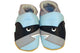 Three Little Imps Handmade Soft Leather Toddler Shoes - Snappy Shark on Pale Blue