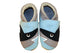 Three Little Imps Handmade Soft Leather Toddler Shoes - Snappy Shark on Pale Blue