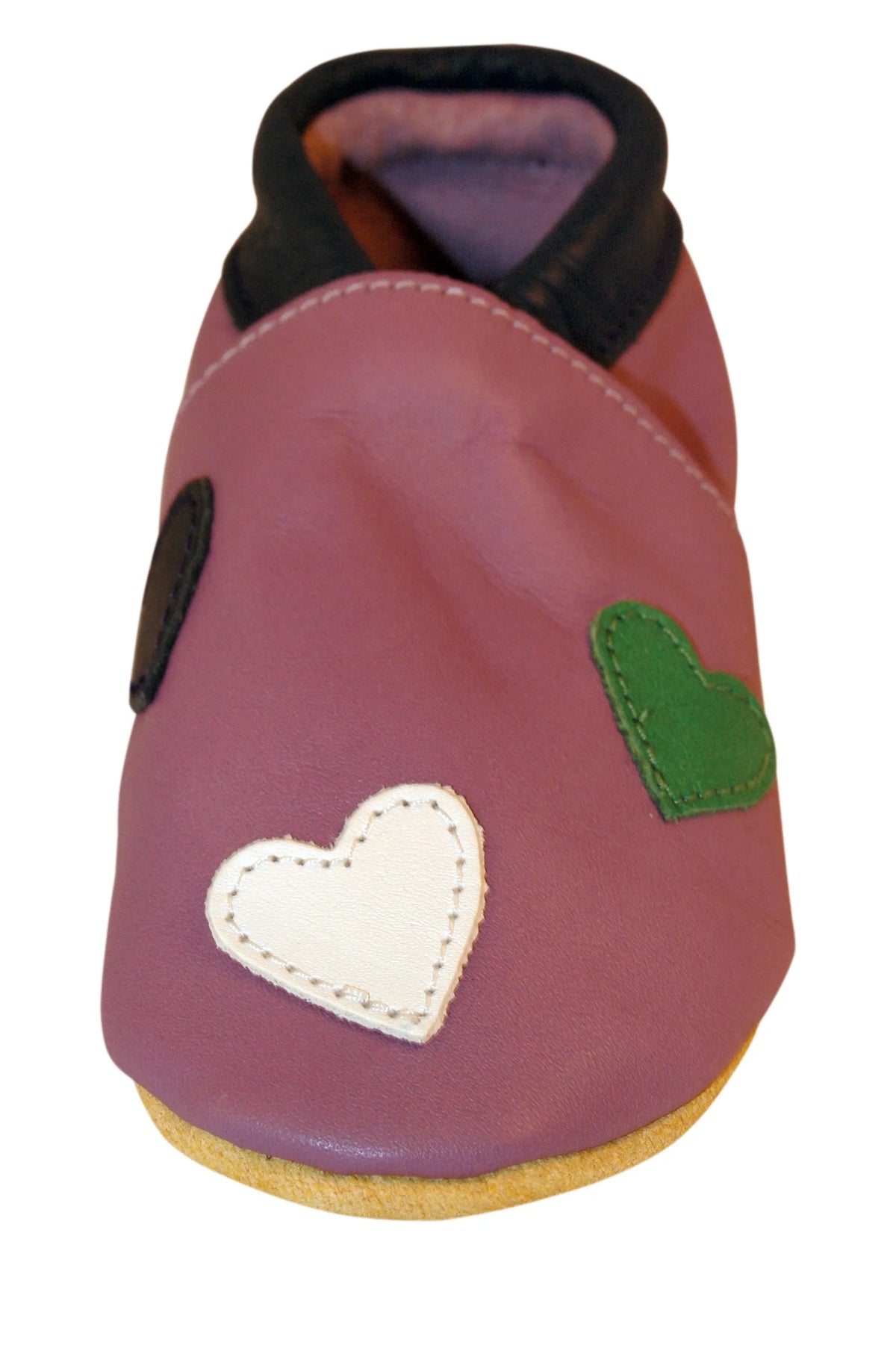 Three Little Imps Handmade Soft Leather Toddler Shoes - Warm Hearts on Lilac Three Little Imps