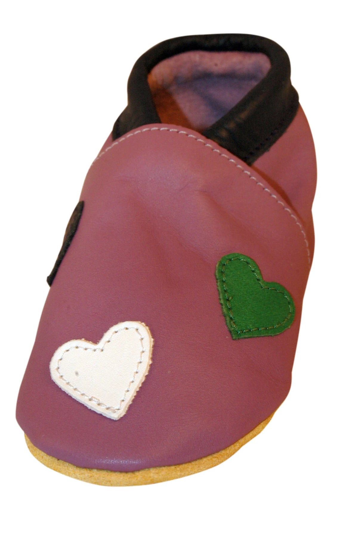 Three Little Imps Handmade Soft Leather Toddler Shoes - Warm Hearts on Lilac Three Little Imps