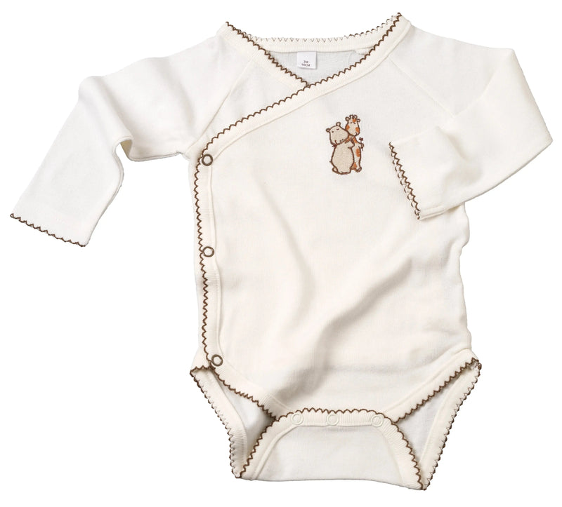 Valentin et Marguerite - Organic Bamboo viscose Body suit Kimono style long sleeved (6m) Baby on Board