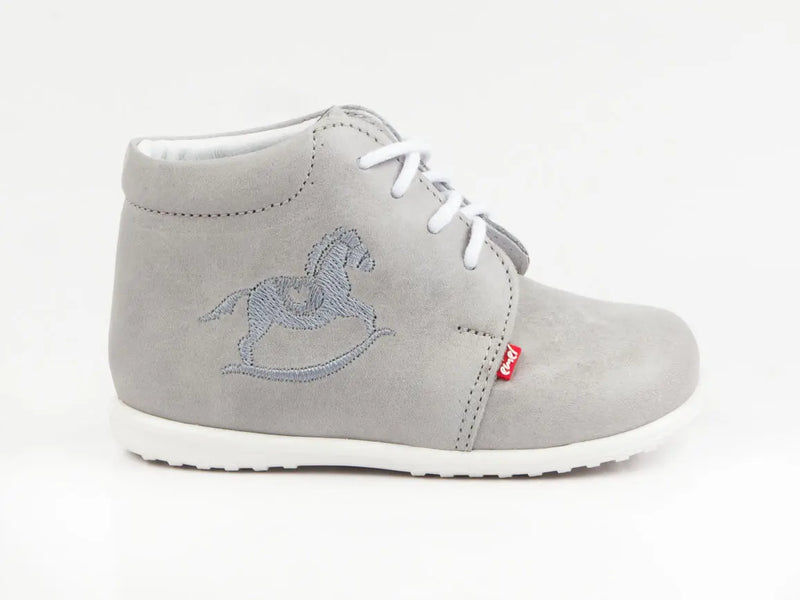 Emel Handcrafted Leather Childrens First Steps Shoes Handmade in the EU - Soft Grey Emel