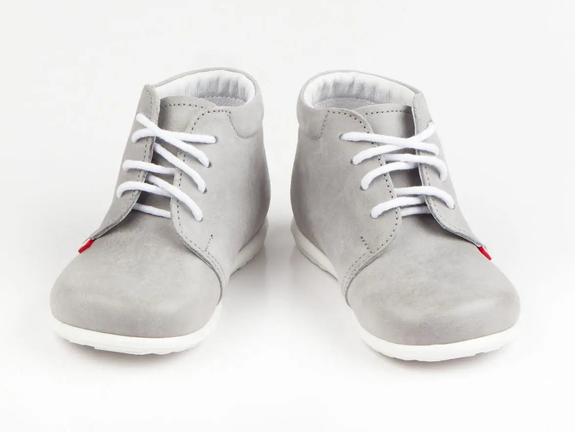 Emel Handcrafted Leather Childrens First Steps Shoes Handmade in the EU - Soft Grey Emel