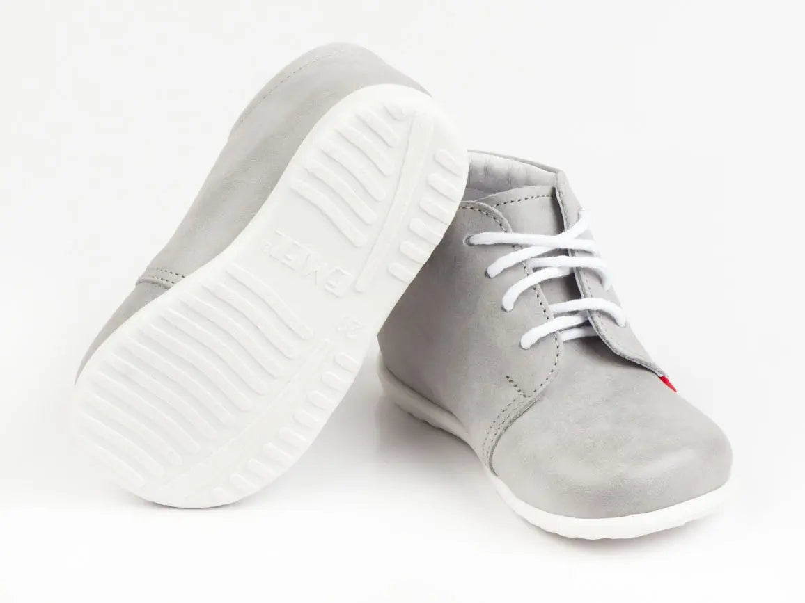 Emel Handcrafted Leather Childrens First Steps Shoes Handmade in the EU - Soft Grey Emel