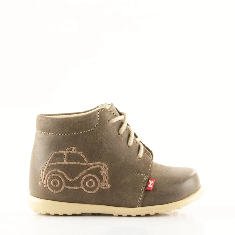 Emel Handcrafted Leather Childrens First Steps Shoes Handmade in the EU - Traditional Brown Car Emel