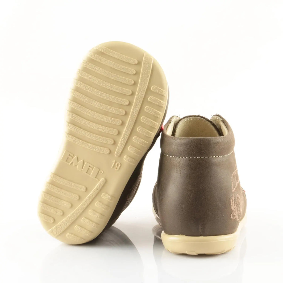 Emel Handcrafted Leather Childrens First Steps Shoes Handmade in the EU - Traditional Brown Car Emel
