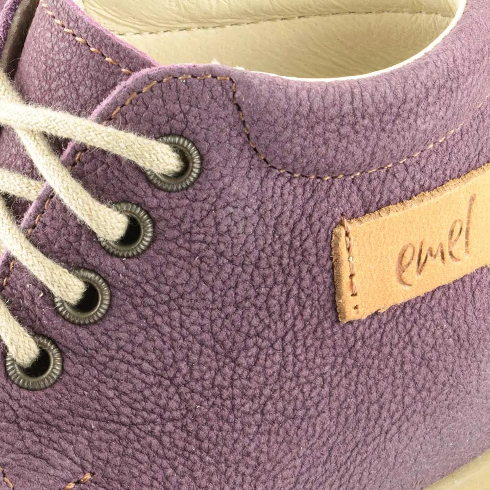 Emel Handcrafted Leather Childrens First Steps shoes Handmade in the EU - Purple Leather Lace Up Casual Emel