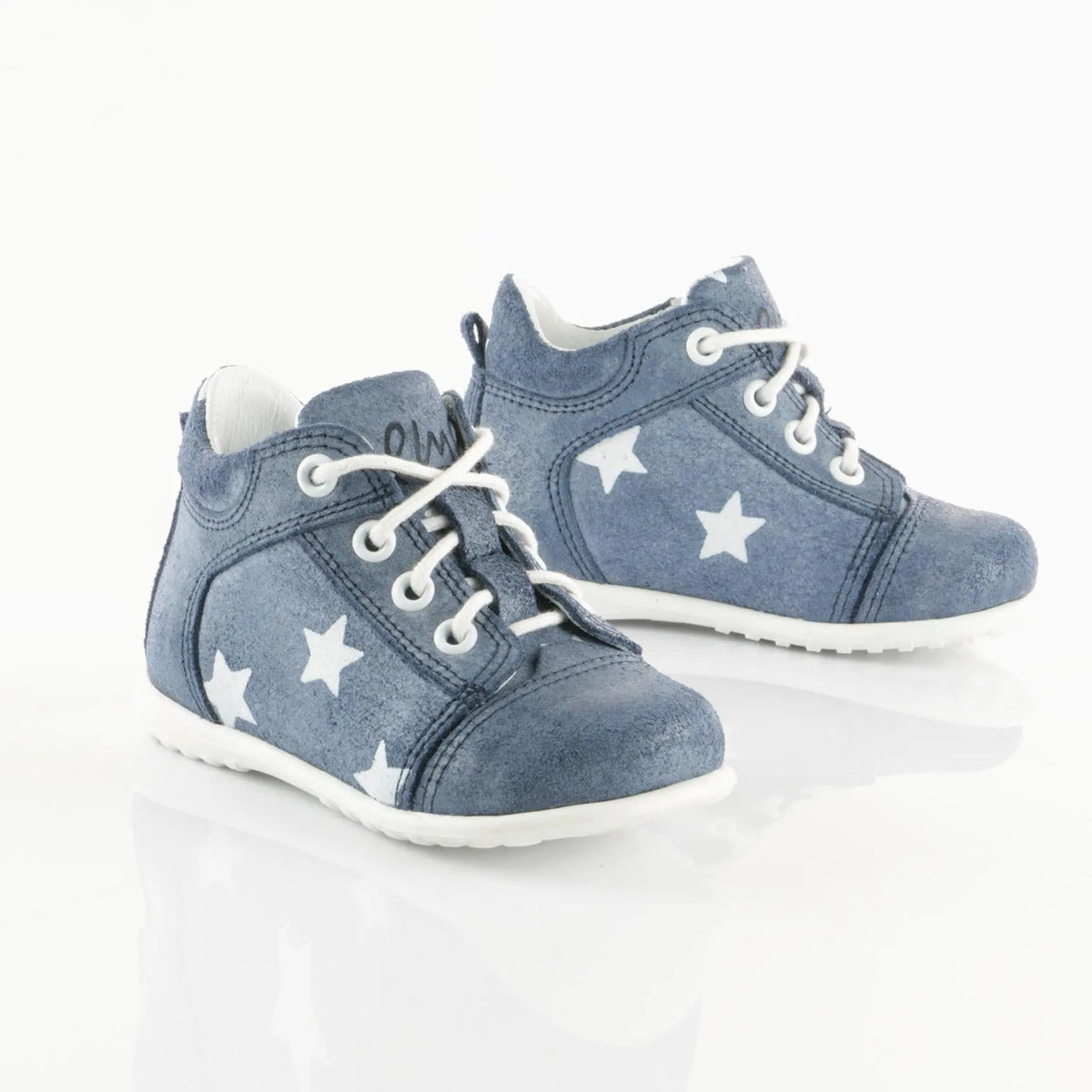 Emel Handcrafted Leather Childrens First Steps Shoes Handmade in the EU - Blue Star Emel