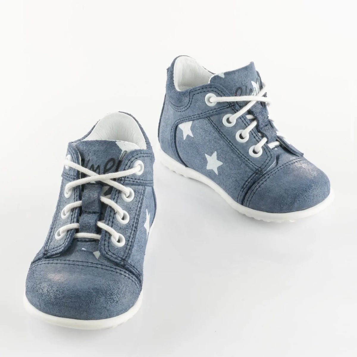 Emel Handcrafted Leather Childrens First Steps Shoes Handmade in the EU - Blue Star Emel